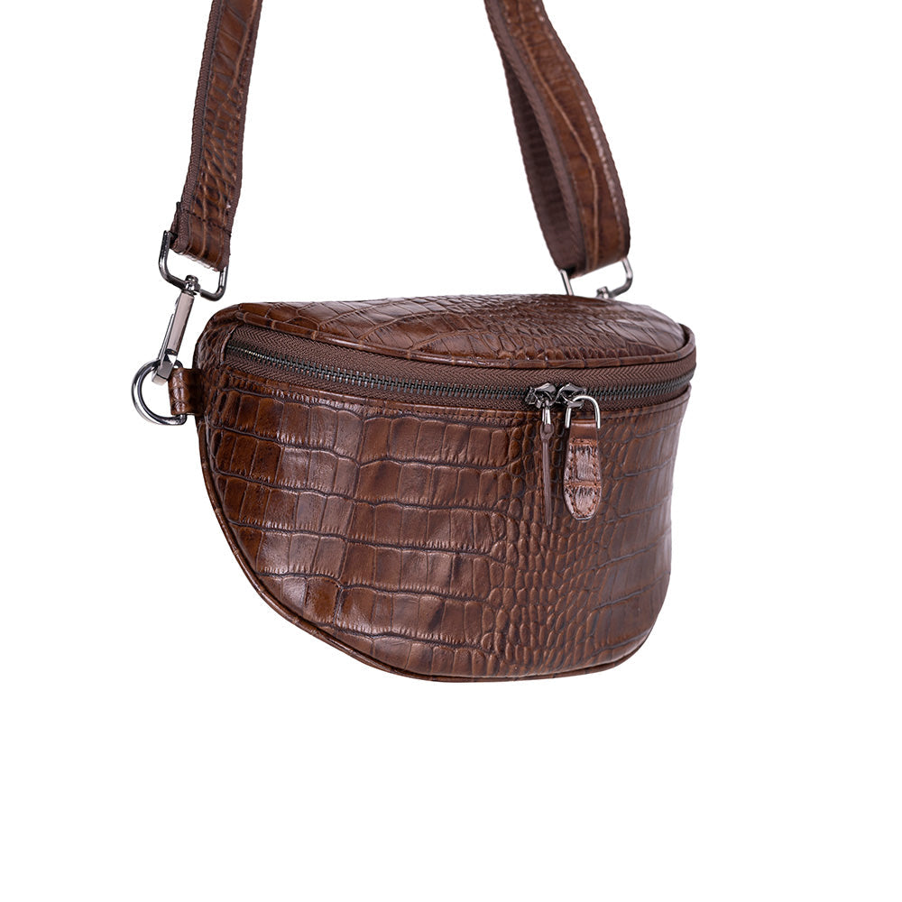 Alora Leather Bag – Croc-Embossed Leather Men & Women Crossbody & Belt Bag for Everyday Elegance | Minimal & Handcrafted