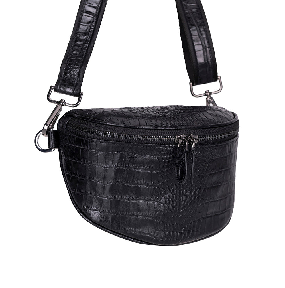 Alora Leather Bag – Croc-Embossed Leather Men & Women Crossbody & Belt Bag for Everyday Elegance | Minimal & Handcrafted