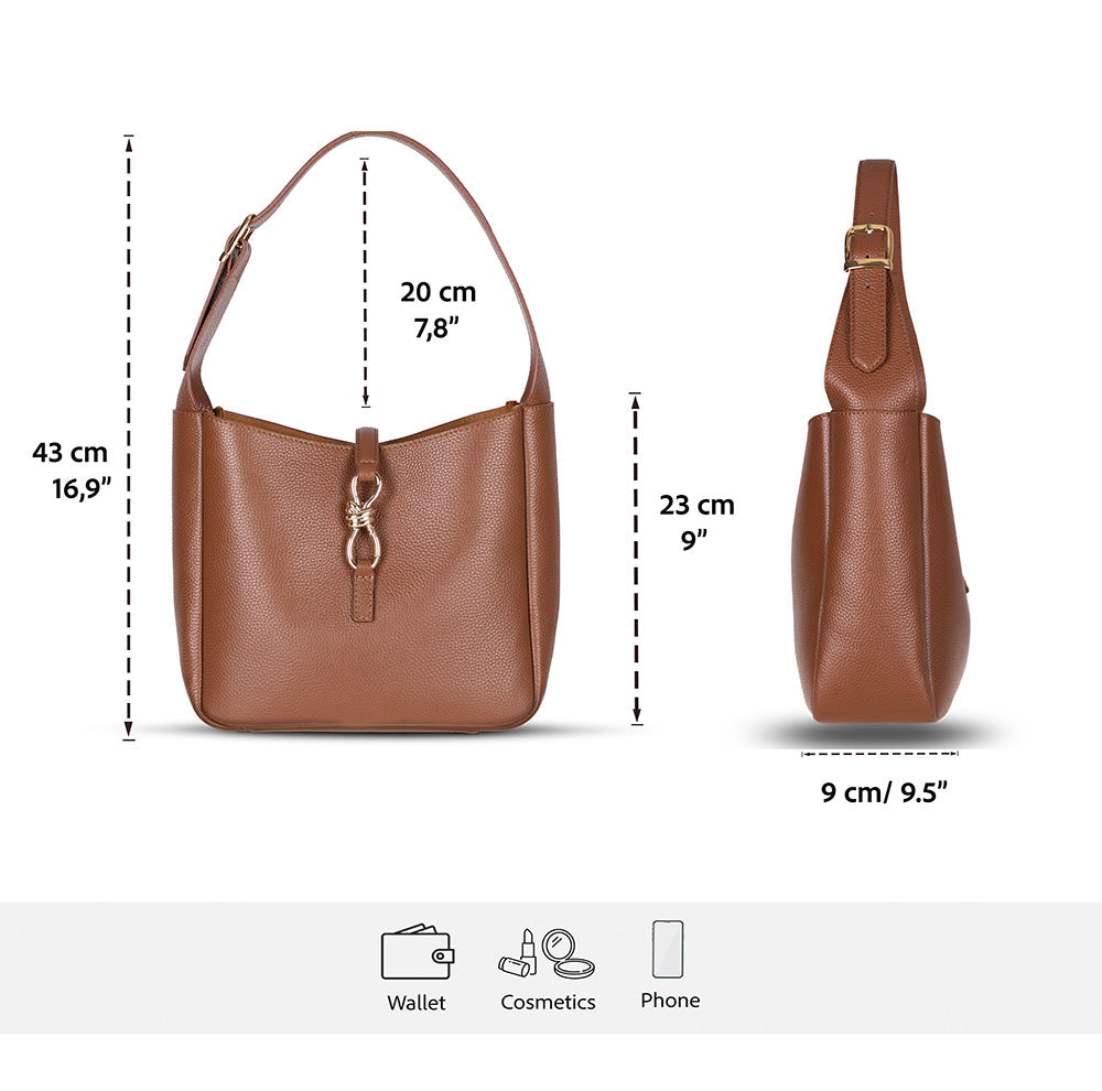 Azura Women’s Leather Shoulder Bag – Genuine Leather Handbag for Everyday Elegance | Minimal & Handcrafted